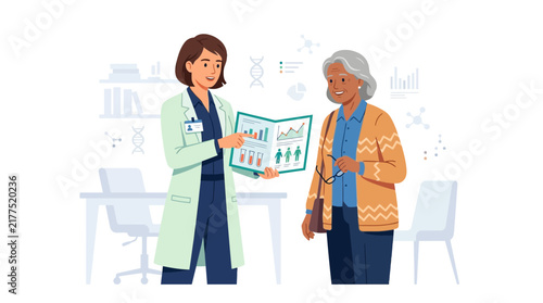 Doctor Discussing Health Results with Senior Patient in Modern Clinic