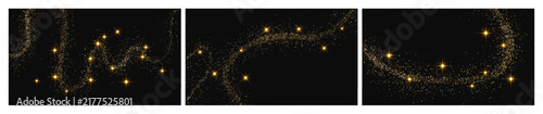 Gold glittering confetti wave and stardust