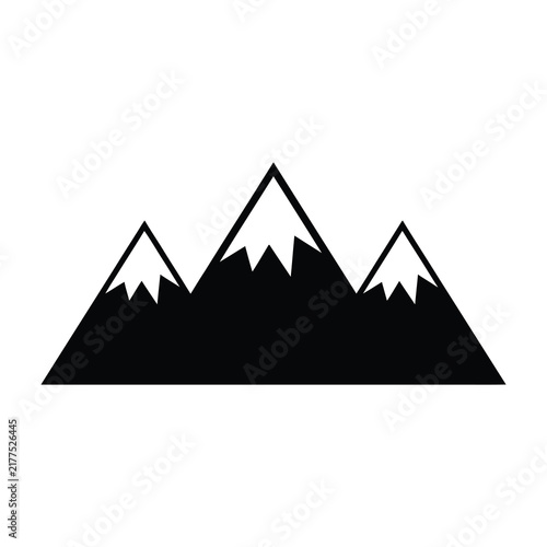 Black silhouette of mountain range landscape
