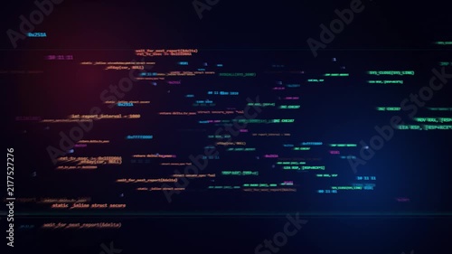Programming Code Background with Glowing Digital Technology and Cybersecurity Data Animation
