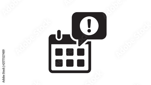 Calendar alert icon with exclamation mark for schedule reminder design