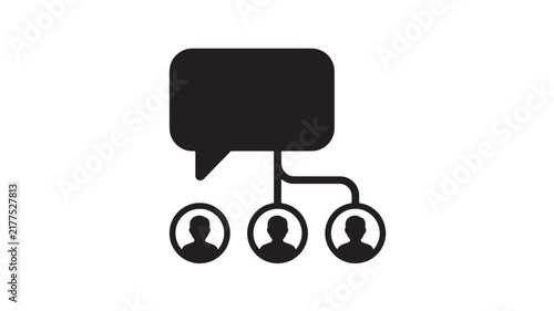 Speech bubble connected to user avatars vector icon for communication network