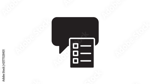 Chat bubble with checklist icon black vector illustration graphic design