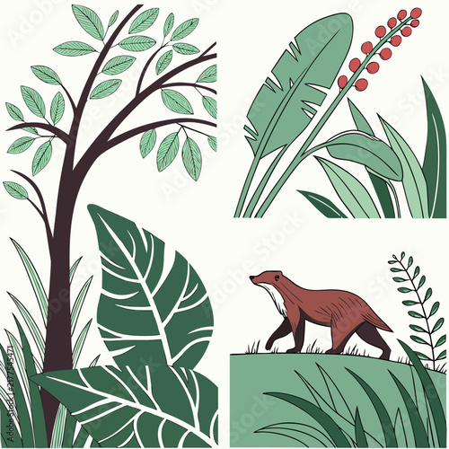 vector illustration of a set of animals