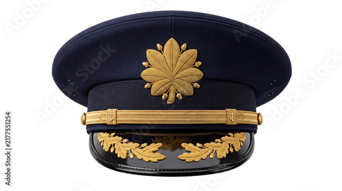 Foto Gold embellished navy blue officer's cap png on isolated transparent background