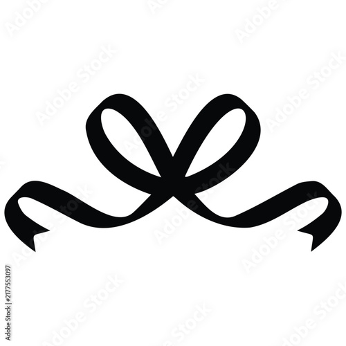 Elegant black ribbon bow graphic design element for luxury gift decoration and packaging.