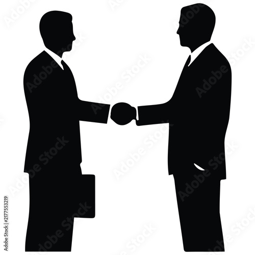 Two professional businessmen shaking hands to seal corporate agreement and partnership deal.