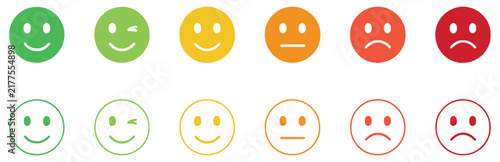 фотографія Emoji feedback rating scale with happy to sad faces for customer satisfaction re