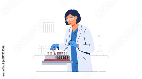 Scientist Conducting Experiment in Laboratory with Test Tubes and Pipette