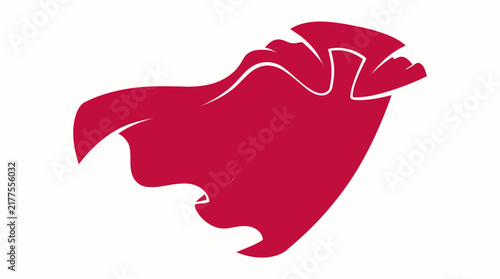 Red superhero cape flowing in the wind isolated on white background