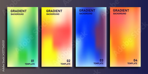 Vibrant gradient background, templates in blue, green, red, and, orange hues