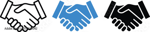 Handshake Icon Set, Business Partnership Agreement Collaboration And Deal Vector Illustration