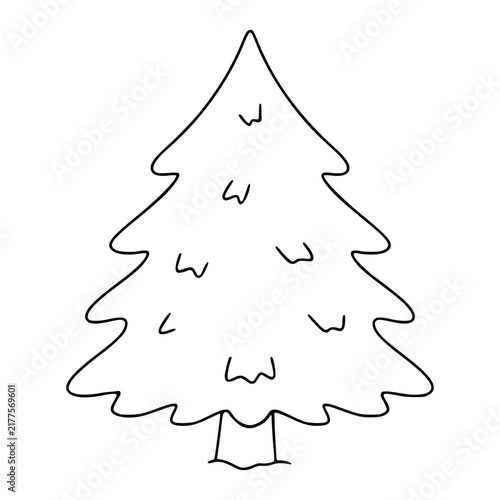 Outline christmas tree celebrating winter holidays