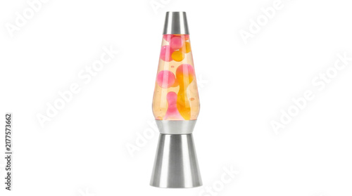 Quadro su tela Retro lava lamp with pink and orange blobs flowing in liquid