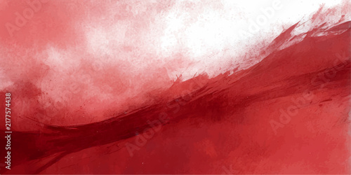 Bild auf Leinwand Crimson Tide Abstract An abstract watercolor painting in vivid crimson and white depicts a dynamic, flowing movement reminiscent of a powerful tide or brushstroke