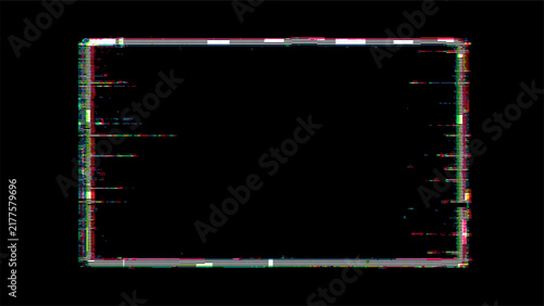Bild auf Leinwand Glitch rectangle frame on black background