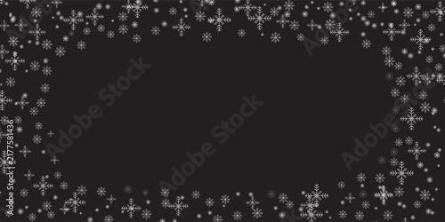 Winter Snowflakes Border Frame Vector Background with Copy Space Center for Christmas Holiday Greetings and Banner Designs