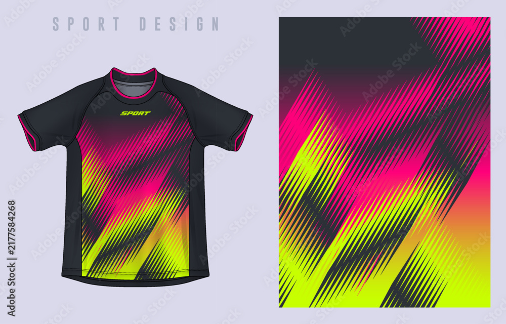 Obraz premium Fabric textile design for Sport t-shirt, Soccer jersey mockup for football club. uniform front view.