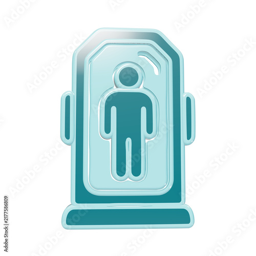 Bild auf Leinwand 3D rendered cyan icon of a human figure encased inside a futuristic vertical cry