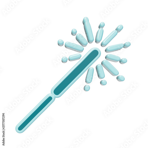 Cuadro en lienzo 3D rendered magic wand icon with light blue sparkles and rounded edges isolated