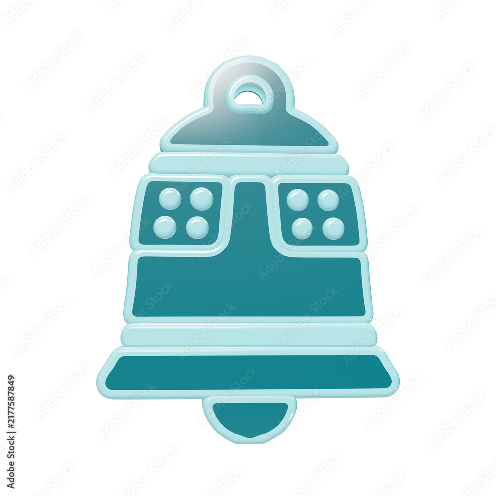 Fototapeta premium 3D rendered teal bell icon with rounded details and glossy finish isolated on a transparent background