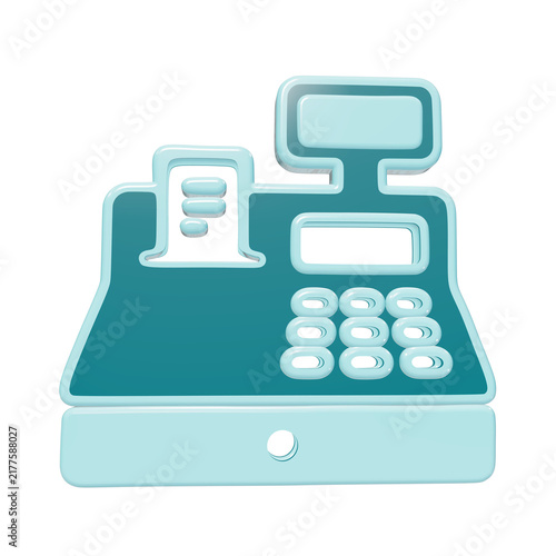 Fotografie 3D rendered teal cash register icon with receipt and numeric keypad for retail a