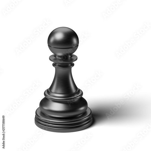 Foto Black Metallic Chess Pawn Piece 3D Render Isolated on Transparent Background