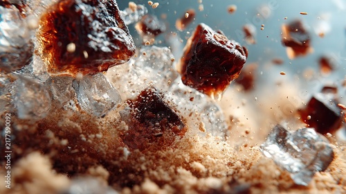 Dynamic Chocolate Explosion with Crumbs and Splash.