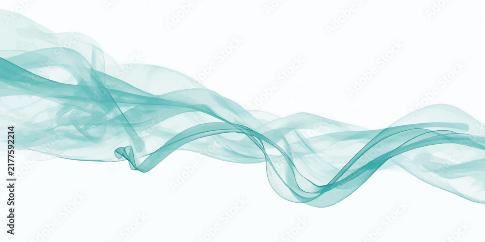 Fototapeta premium Abstract Teal Flowing Wave on White Background.