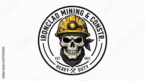 Editorial Graphic Design of the Ironclad Mining & Constr. Logo Featuring a Skull