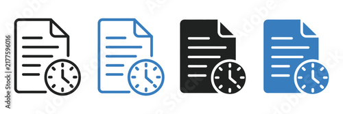 Foto document history icon, paper with clock symbol for time management, deadlines, f