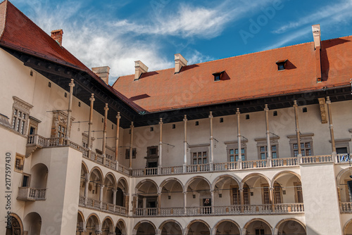 Renaissance arcaded courtyard of Wawel Castle in Krakow, Poland