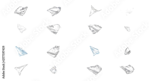 Konstfotografi Set of broken glass shards and sharp crystal fragments in different shapes for a