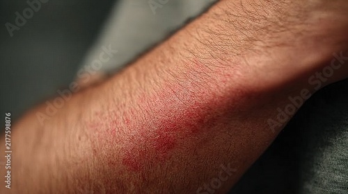 Close-up of Skin Irritation and Redness on Arm.