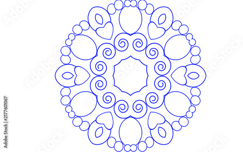 Blue Intricate Flower Mandala Circular Line Art Vector Design for Coloring Book and Print