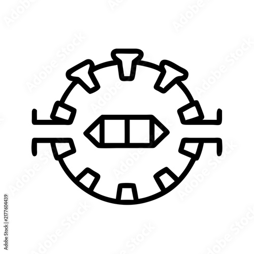 Tunnel Boring Machine icon with simple lines representing underground construction