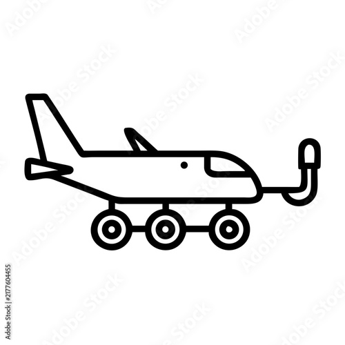Towbarless aircraft tug in a minimalist style, black and white drawing