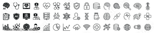 Set of various medical and healthcare icons representing clinical services hospital equipment and professional health care diagnostics