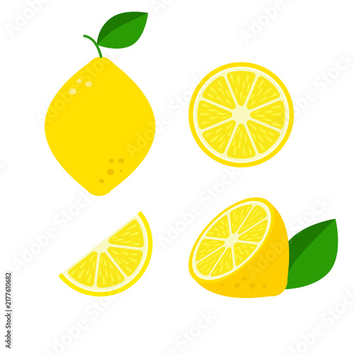 Lemon fruit collection in flat style