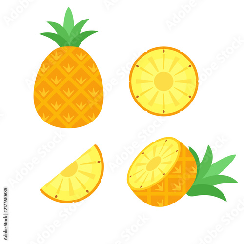 Pineapple collection in flat style