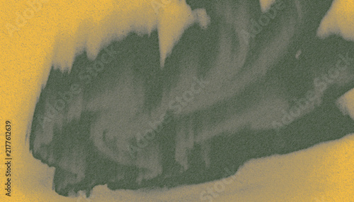 Vintage grainy texture background, abstract dark green ink wash on yellow paper, retro artistic brush stroke overlay