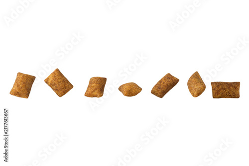 Dry Pet Food Kibble Pieces Isolated on Transparent Background, Dog or Cat Food Granules