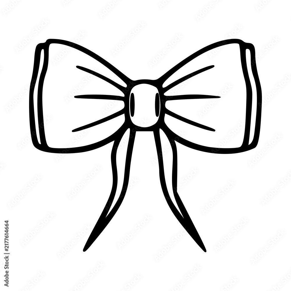Fototapeta premium Coquette bow line art icon. Cute ribbon knot illustration for aesthetic design projects.