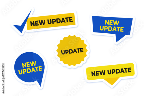 A set of blue-and-yellow stickers in the style of the new update simple flat stickers