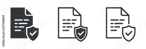 Foto terms conditions icon, privacy policy document and shield symbols for legal comp