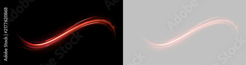 Canvastavla A sleek red light trail creates a smooth S-shaped curve