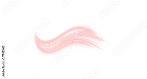 Fotografie A delicate pink light streak flows in a smooth wave shape against a white background