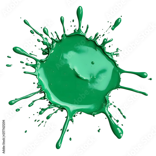 Vibrant Green Paint Splatter Isolated on Transparent Background