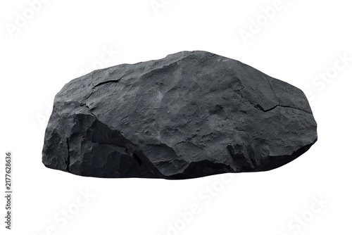Flat black stone with rough surface