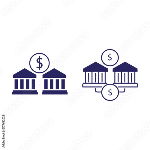 banking and financial services solid icon set with dollar money symbols